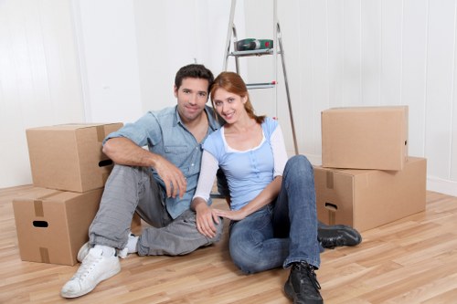 Packing boxes and furniture for a Canary Wharf home removal
