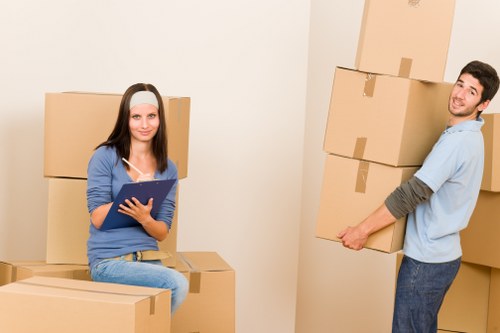 Boxes and household items prepared for a Canary Wharf van move